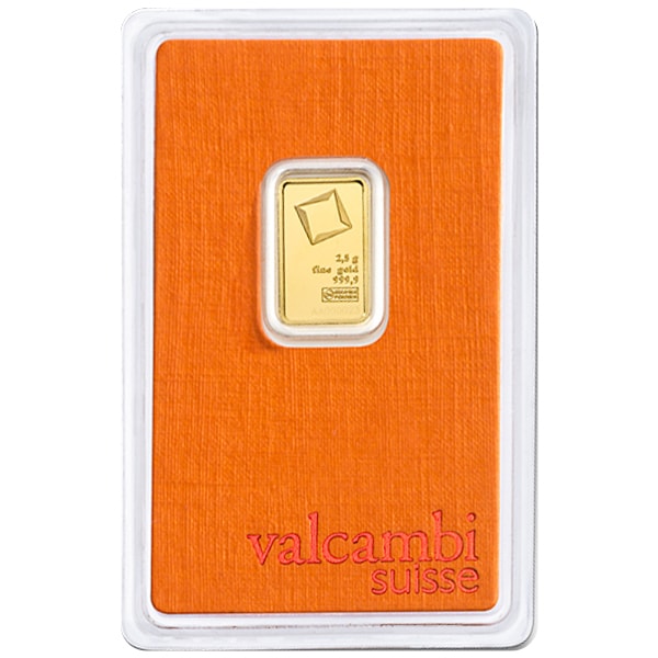 2.5 Gram Valcambi Gold Bar